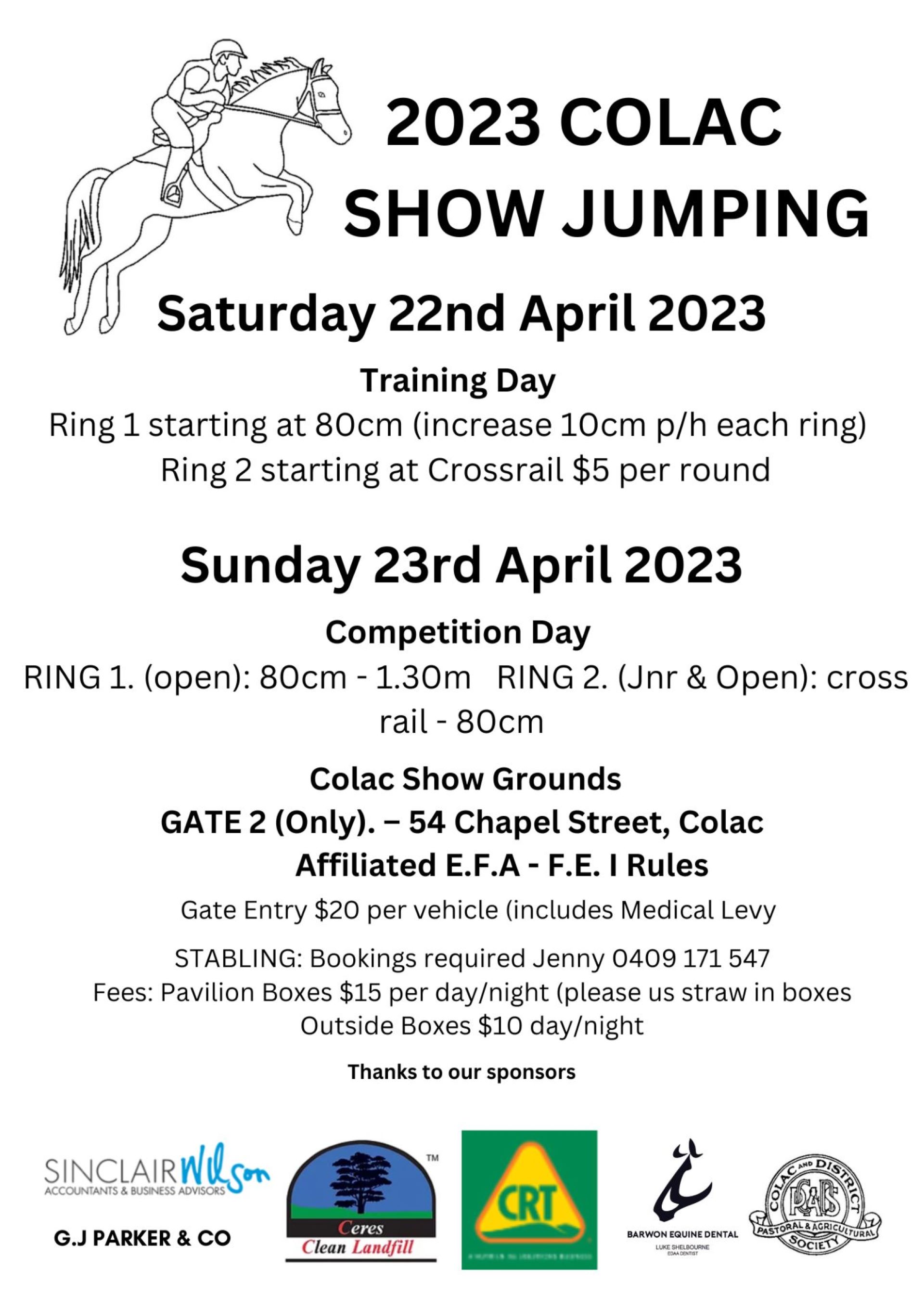 2023 Colac Show Jumping Colac and District Pastoral & Agricultural